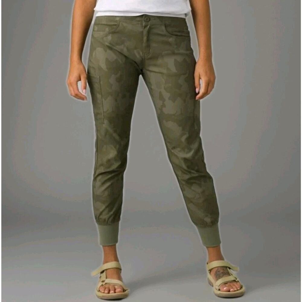 Prana Halle Jogger II Pants 10 Sage Green Camo Gorpcore Outdoor Utility Hiking
